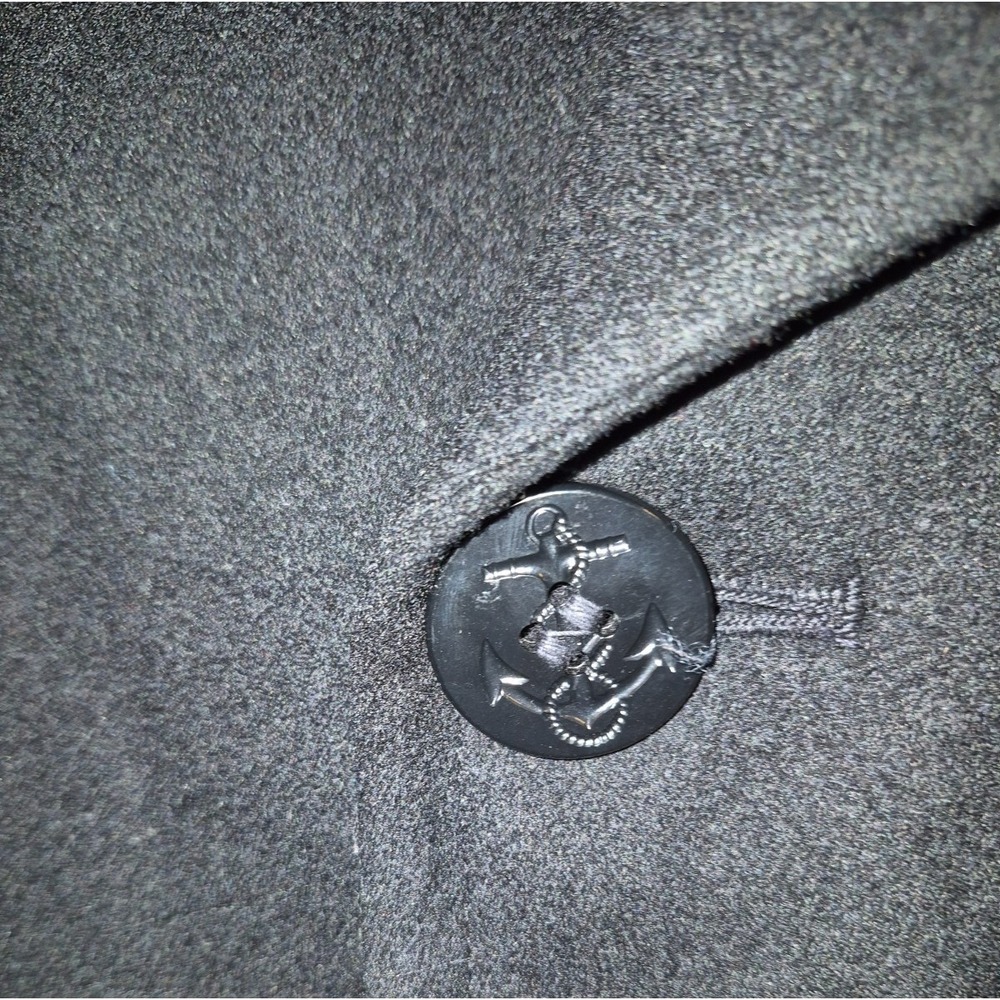 VTG 1980s US Navy Military Wool Pea Coat Black Anchor Buttons 44S Major Coat Co - Picture 2 of 4